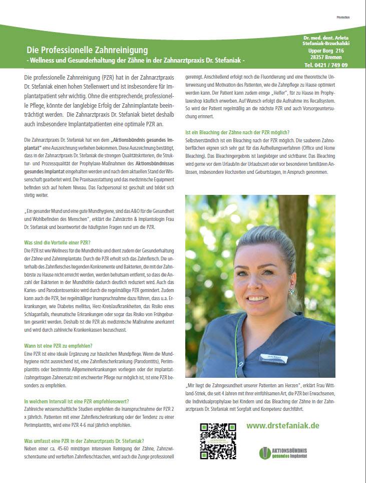 Die Professionelle Zahnreinigung - Wellness und Gesunderhaltung der Zähne in der Zahnarztpraxis Dr. Stefaniak -